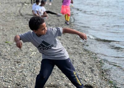 skipping rocks at Camp Coleman
